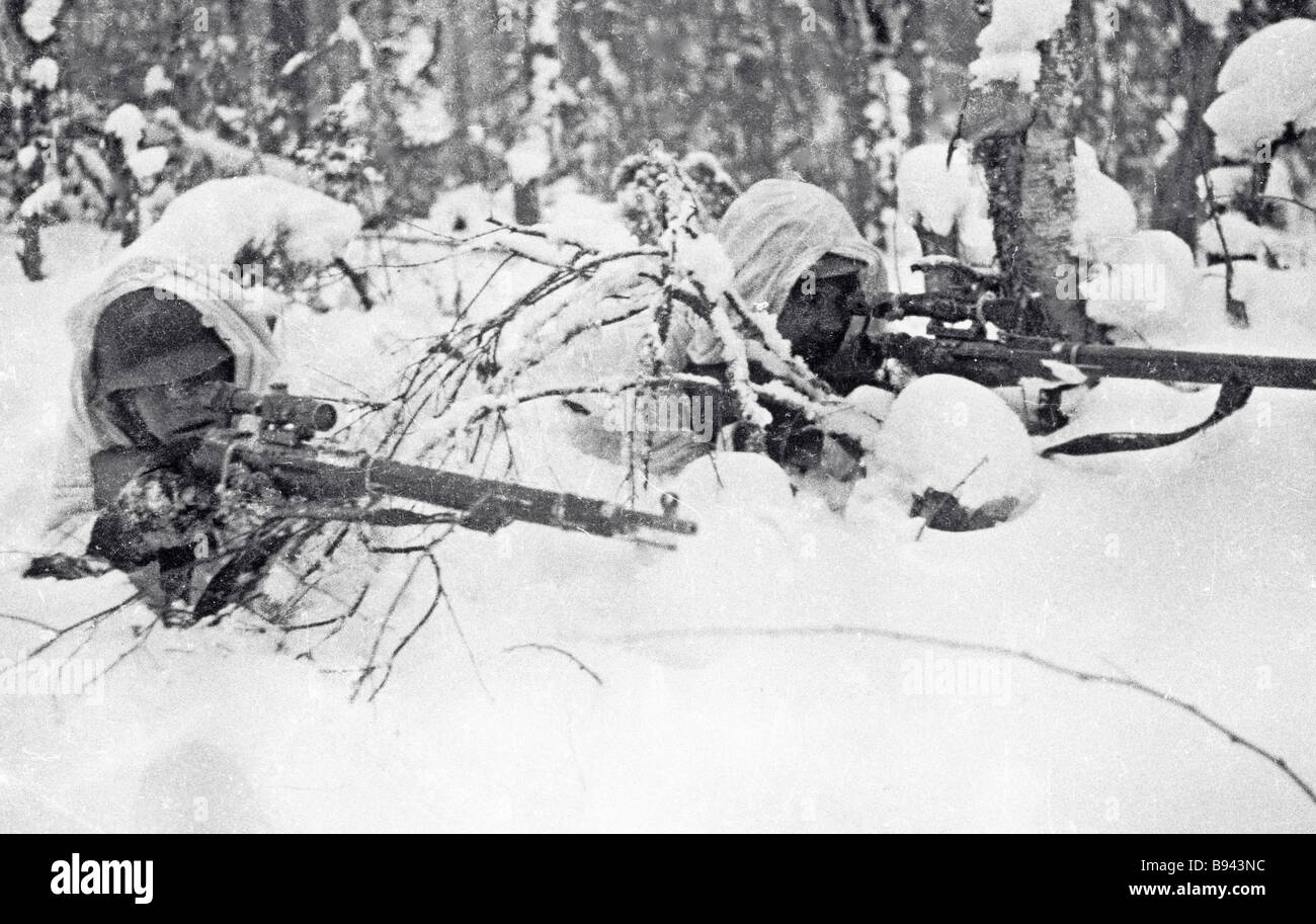 The Red Army snipers in ambush during the Soviet Finnish war of 1939 ...