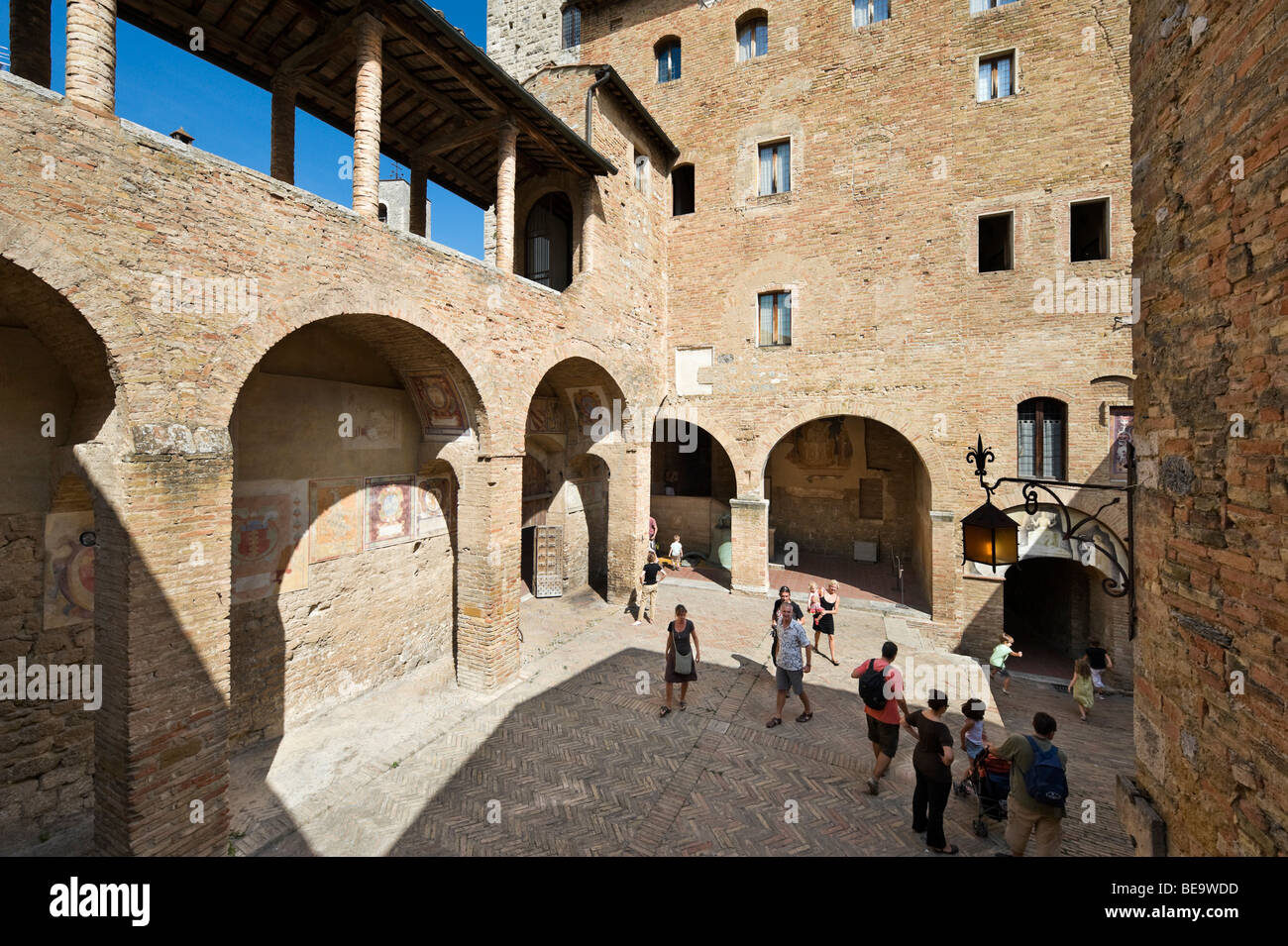 The Courtyard In The Palazzo Del Popolo Or Palazzo Comunale San Gimignano Tuscany Italy