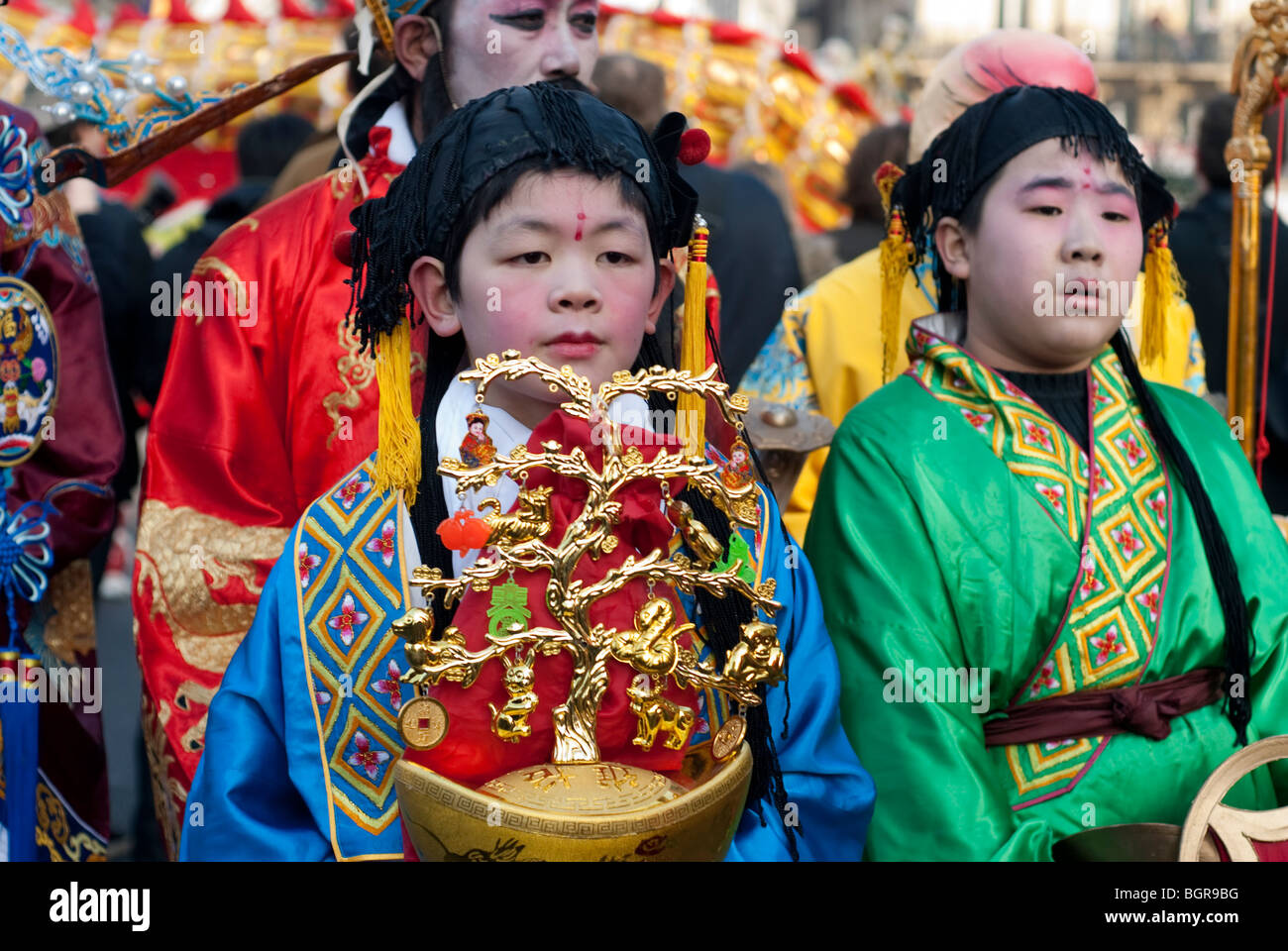 Paris, France, French Chinese Children, in Traditional Dress, Parading ...