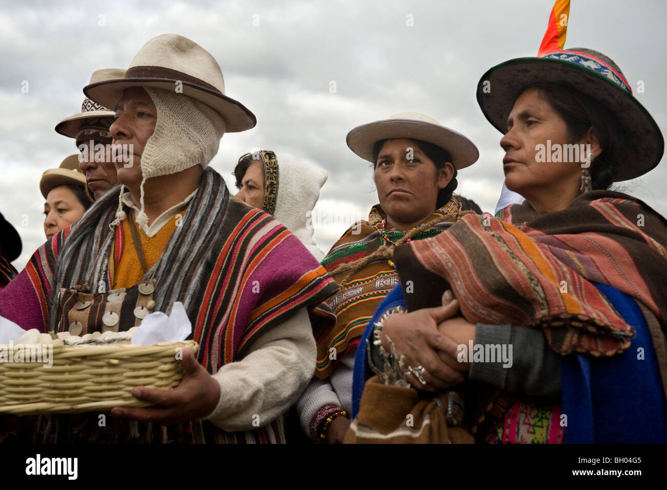 Group Of Aymara People In Traditional Dressing Evo Morales Second