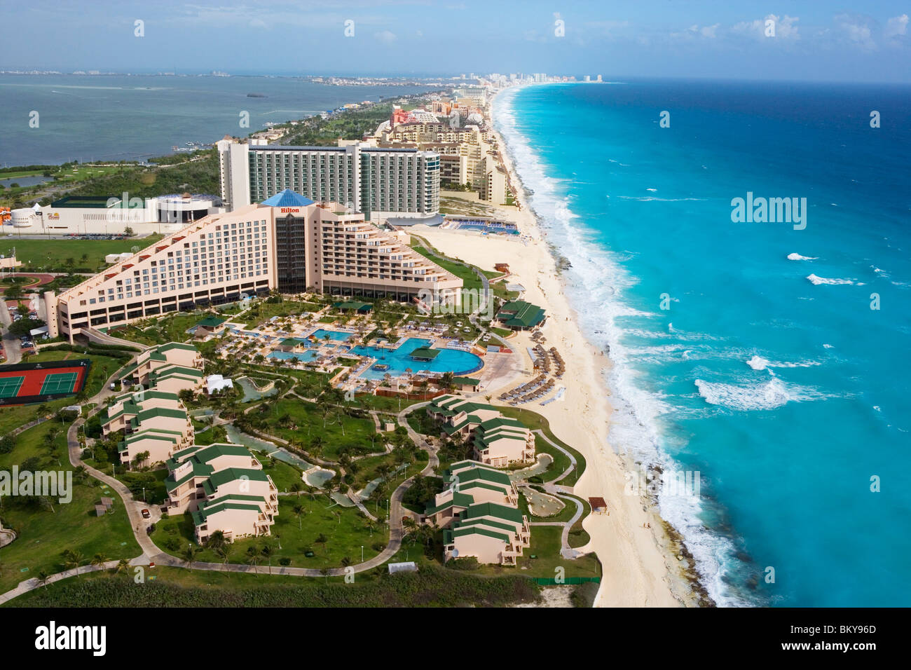 Aerial Of The Hilton Cancun Spa Resort In The Zona Hotelera Cancun