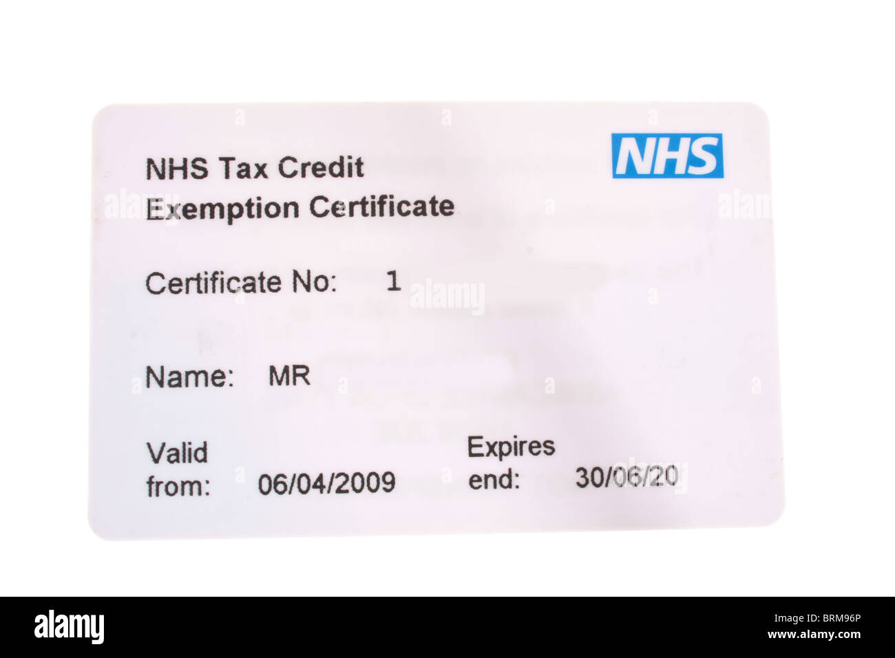close-up-of-white-plastic-nhs-tax-credit-exemption-certificate-card