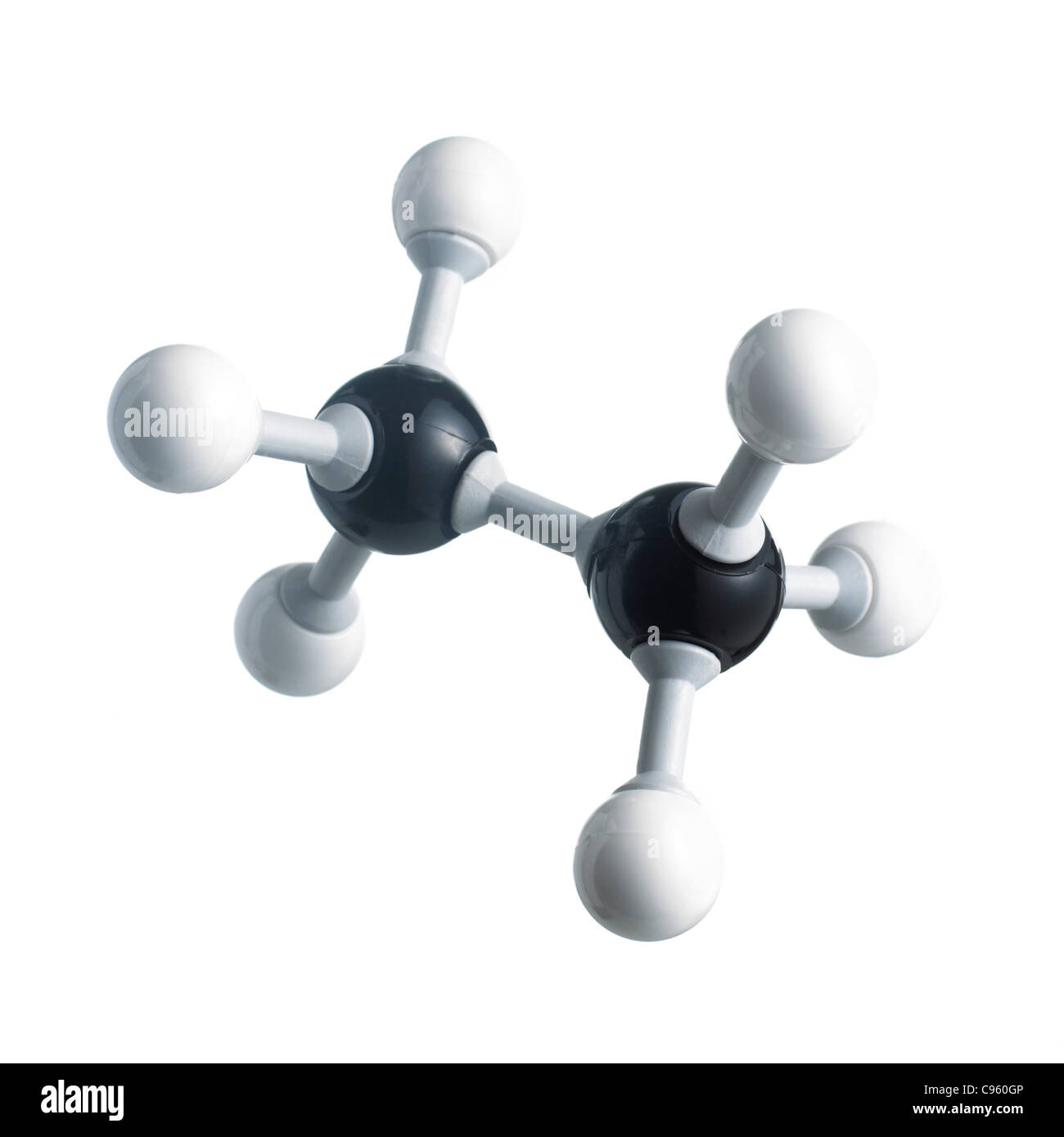 Ethane molecule. Atoms are represented as spheres and are colour-coded ...