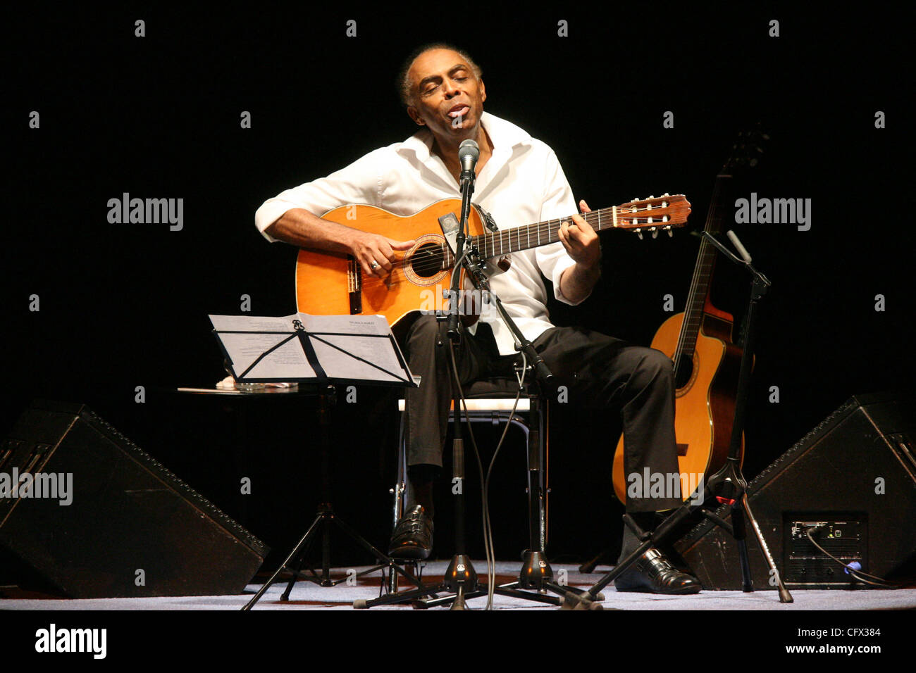 Brazilian Singer Songwriter Gilberto Gil Performing At The Carnegie