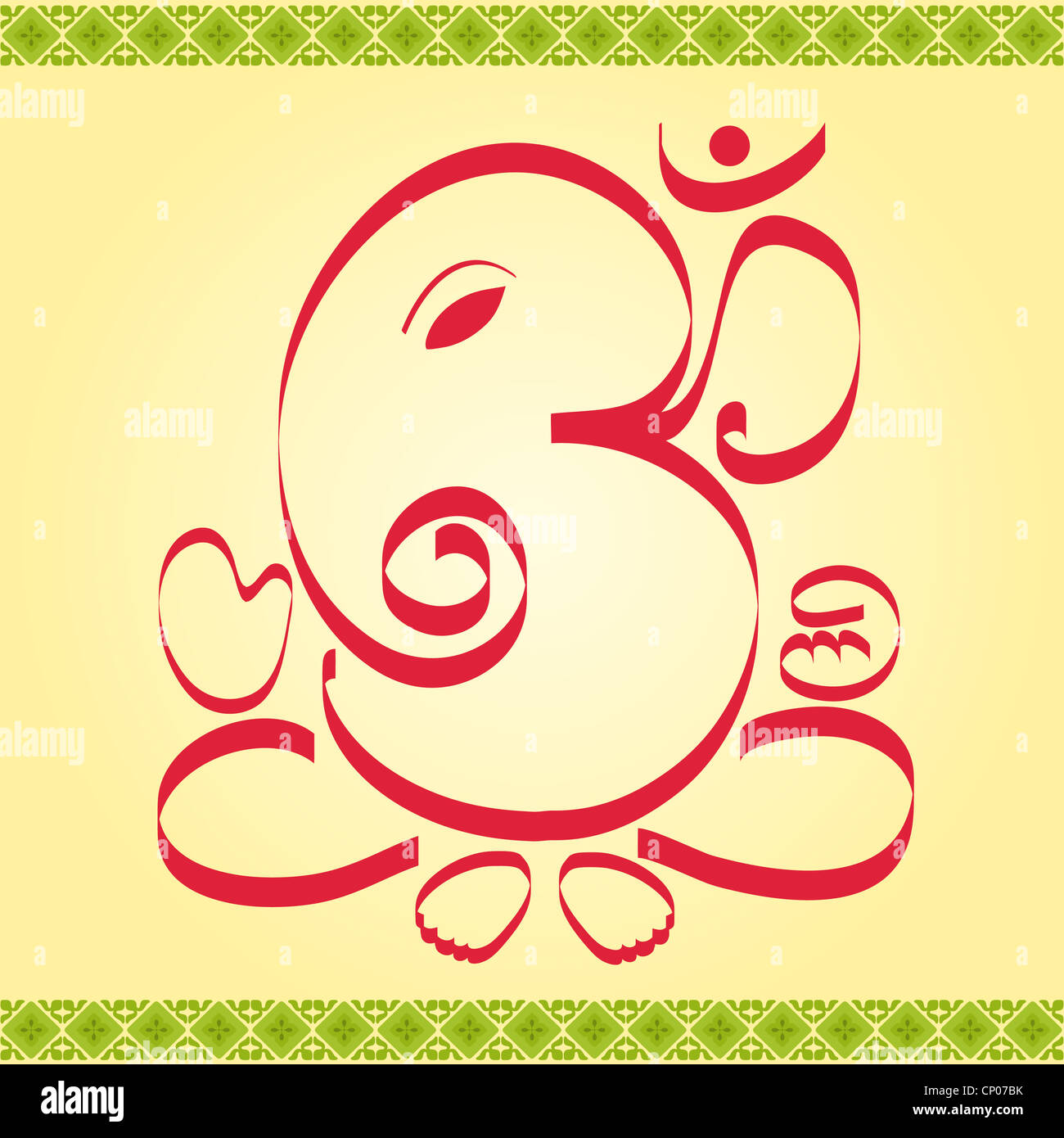 Indian God OM Ganesha design with artistic border Stock Photo - Alamy