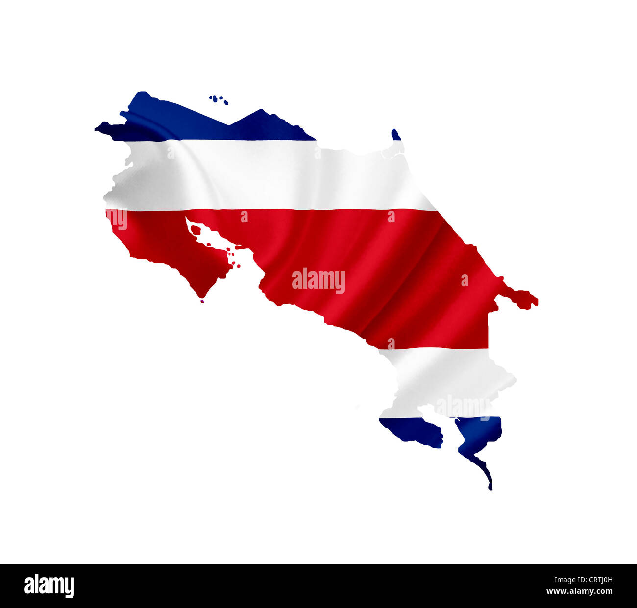Map of Costa Rica with waving flag isolated on white Stock Photo - Alamy