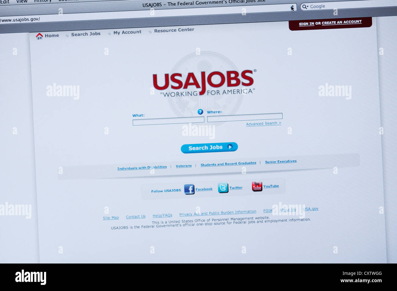 Usajobs Website The Federal Governments Official Job List Stock