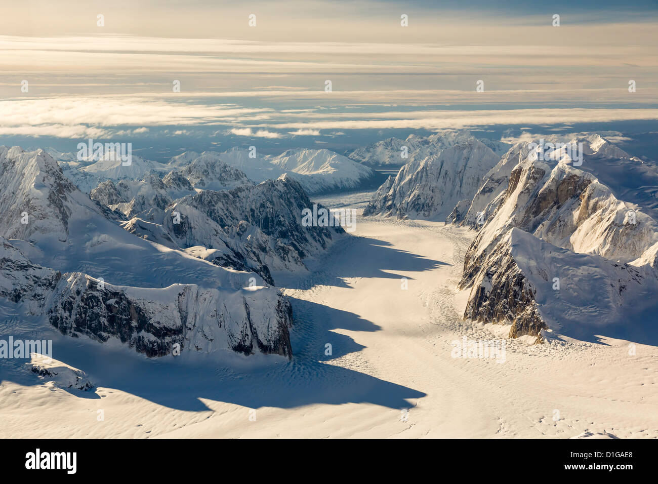Aerial Of The Ruth Glacier And The Great Gorge On Denali Mt Mckinley
