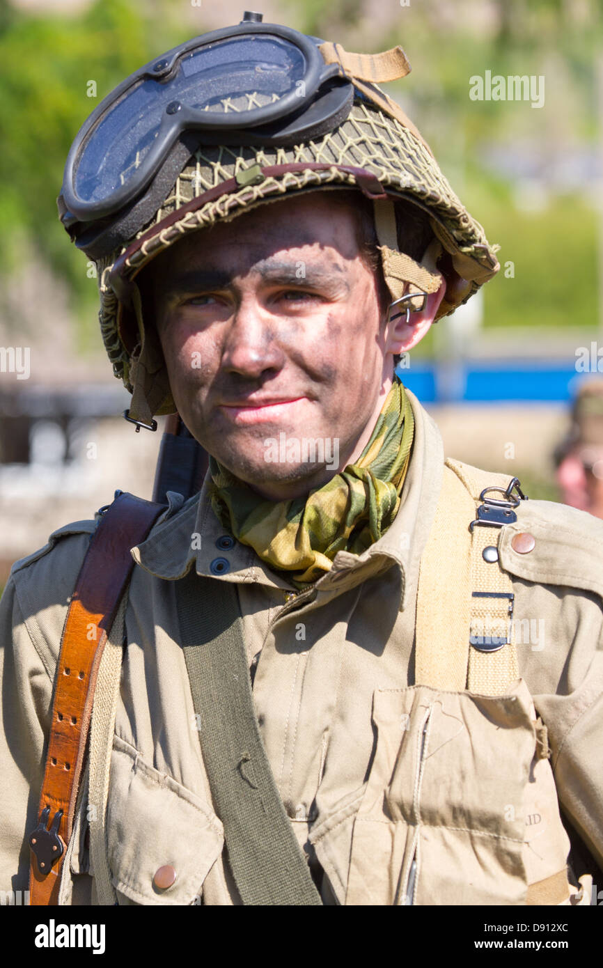 World War 2 re-enactor dressed in US army uniform at the Ramsbottom ...