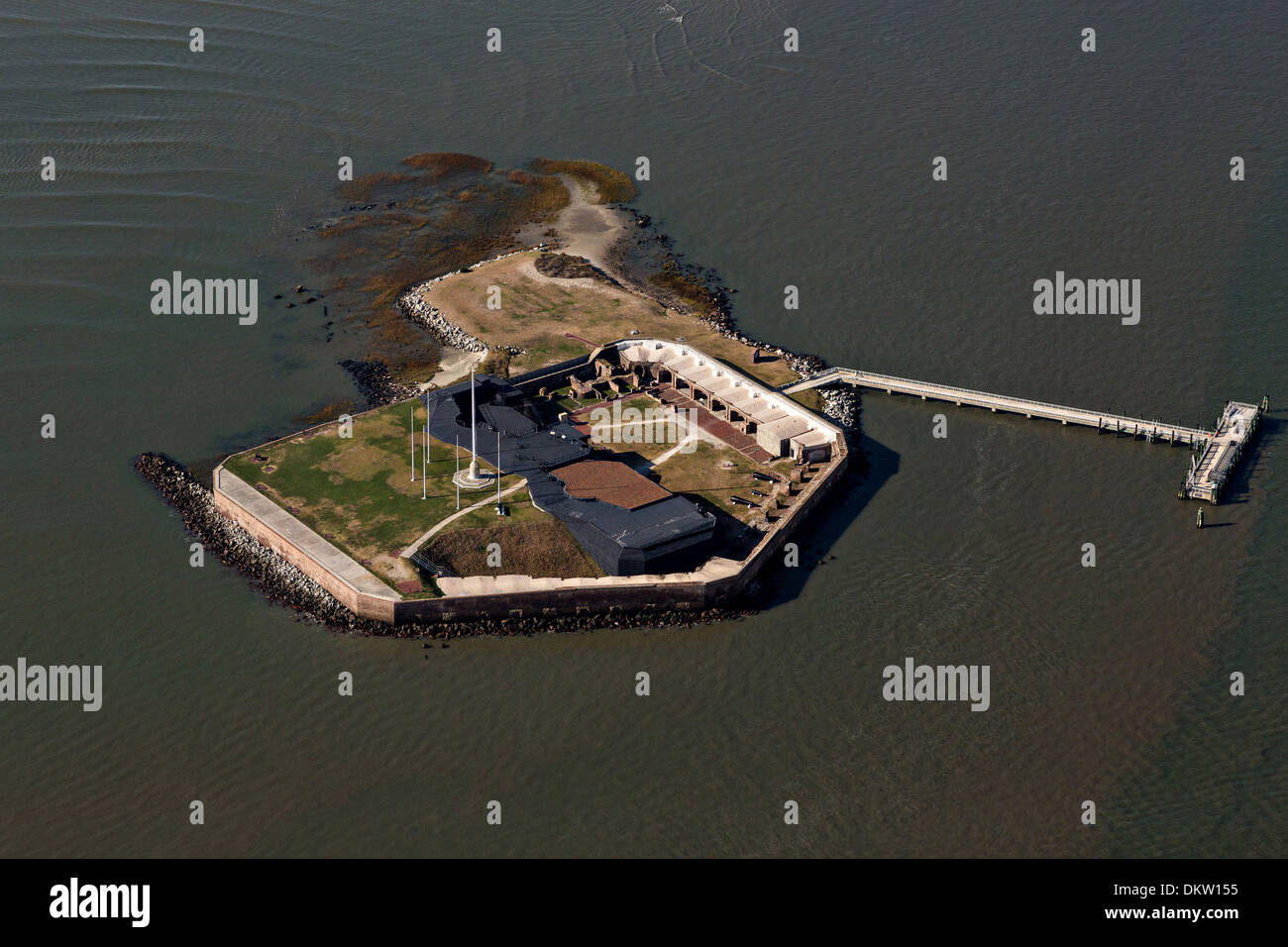 Aerial View Of Fort Sumter National Monument Site Where The Civil War