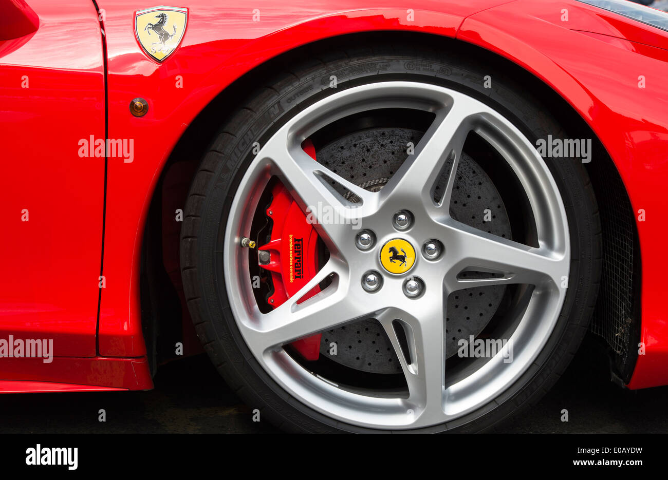 Ferrari 458 Italia Wheel Showing Brake Caliper Stock Photo Alamy