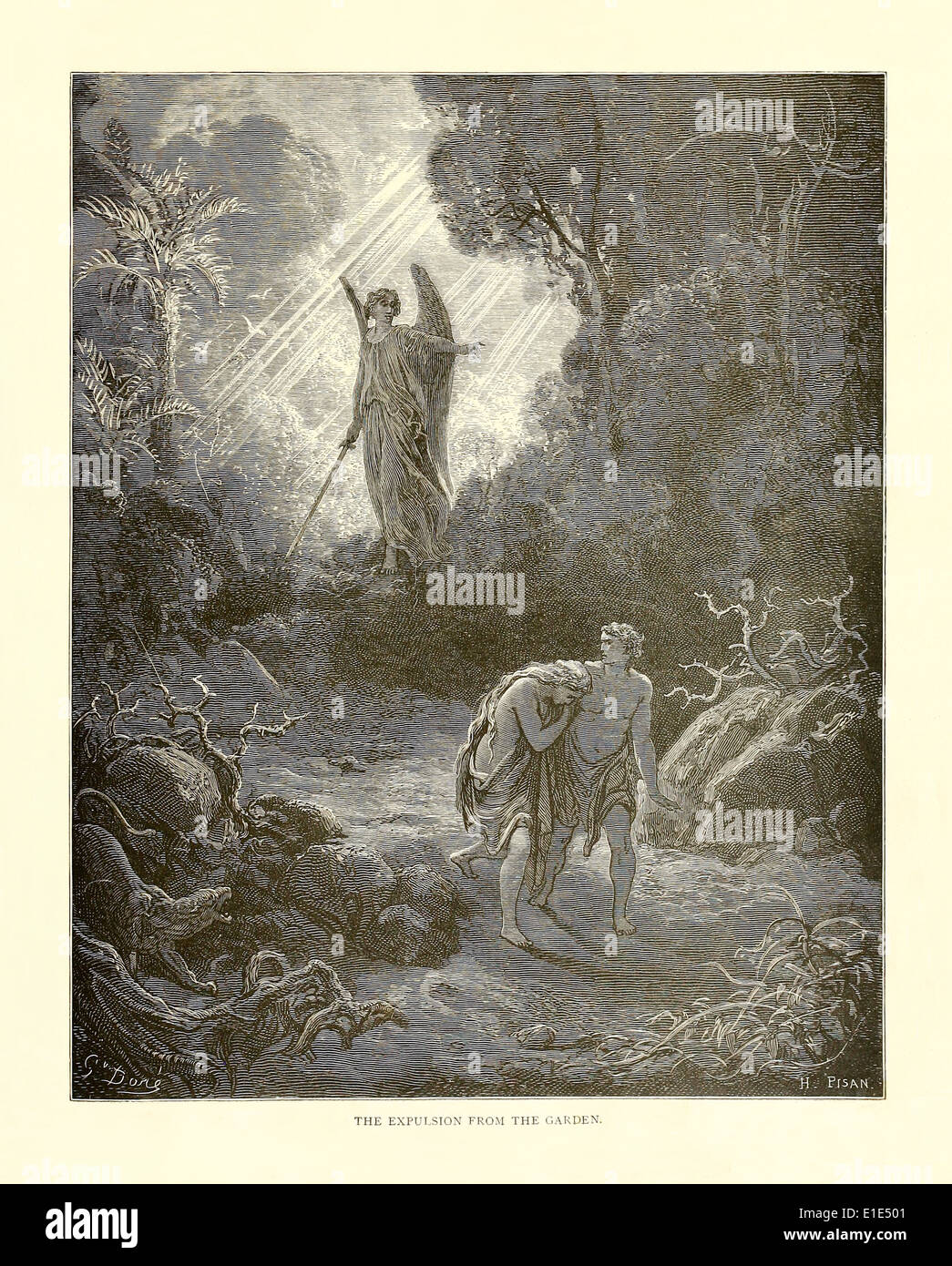 The Expulsion From The Garden Of Eden Illustration By Paul Gustave