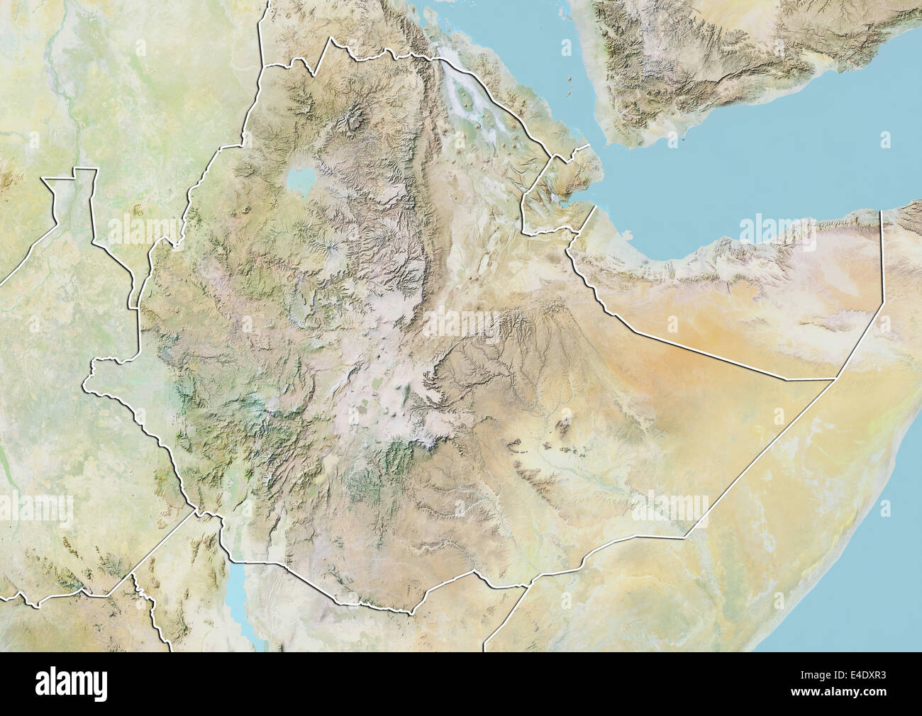 Ethiopia, Relief Map With Border Stock Photo - Alamy