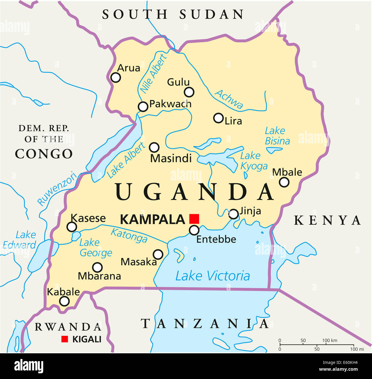 Uganda Karta Political Map Of Uganda Europa Karta | Images and Photos ...