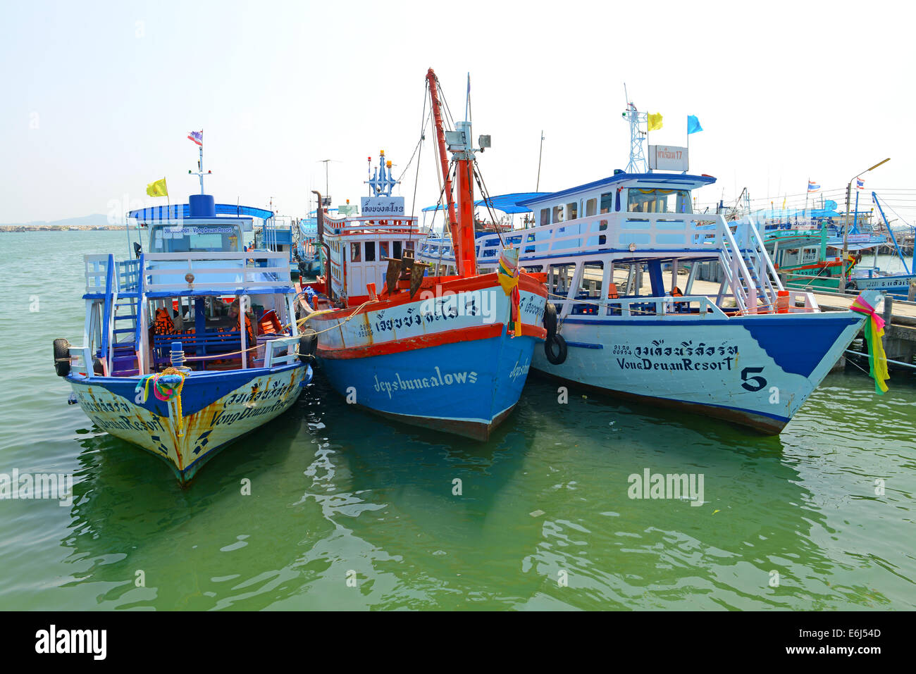 Rayong Thailand October 24 Fishing Boat And Boat Park For Visitors