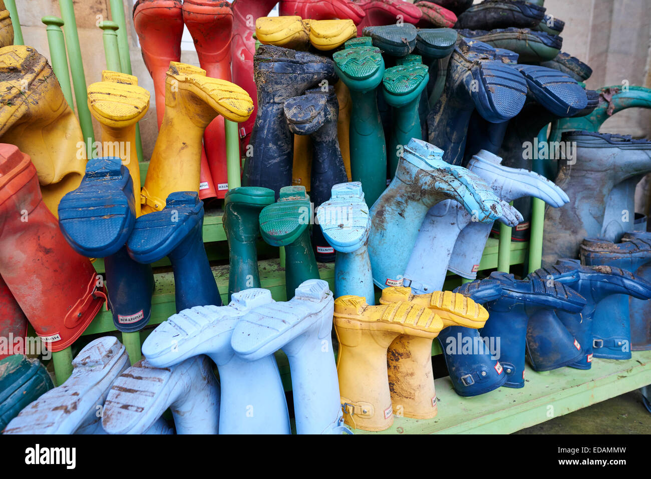 Hunter Wellies On A Wellie Rack Outside Cowley Manor Gloucestershire UK ...