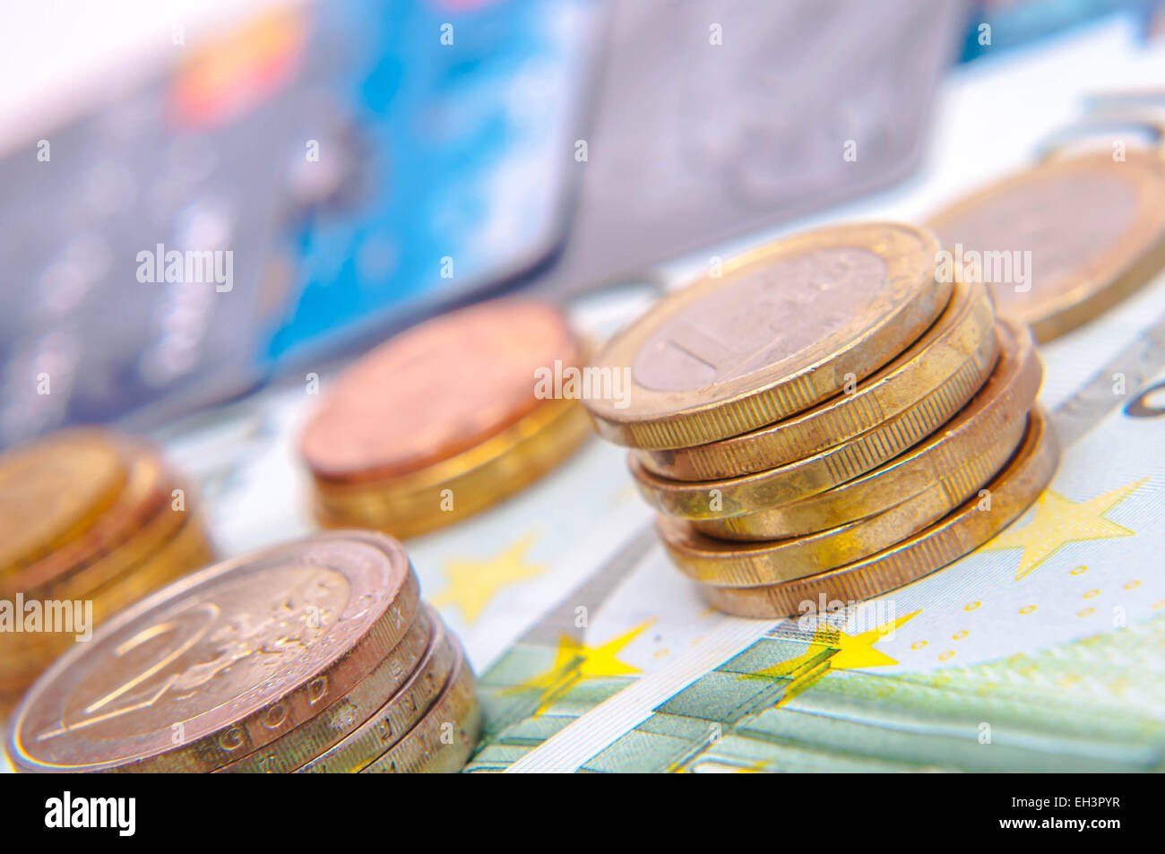 A Tower Of Euro Coins Banknote European Currency Stock Photo Alamy
