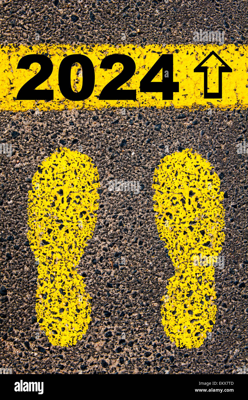 Year 2024 is coming message, arrow pointing forward. Conceptual image