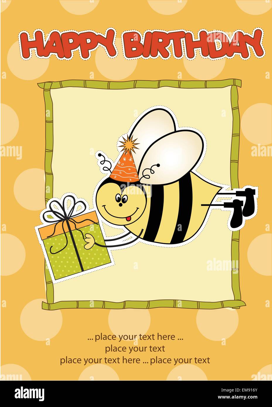 birthday card with bee Stock Vector Image & Art - Alamy