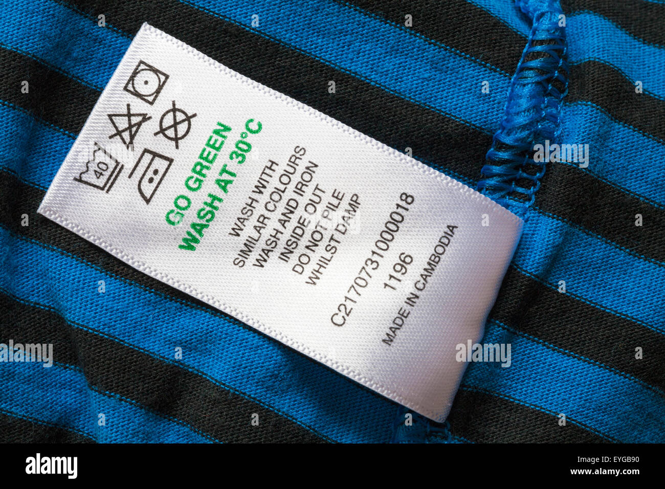 go Green wash at 30 degrees C Made in Cambodia label in clothing - sold ...