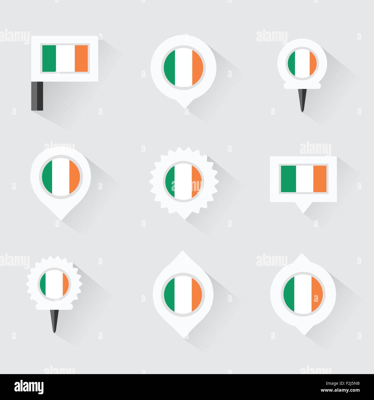 Ireland Flag And Pins For Infographic And Map Design F2J5NB 