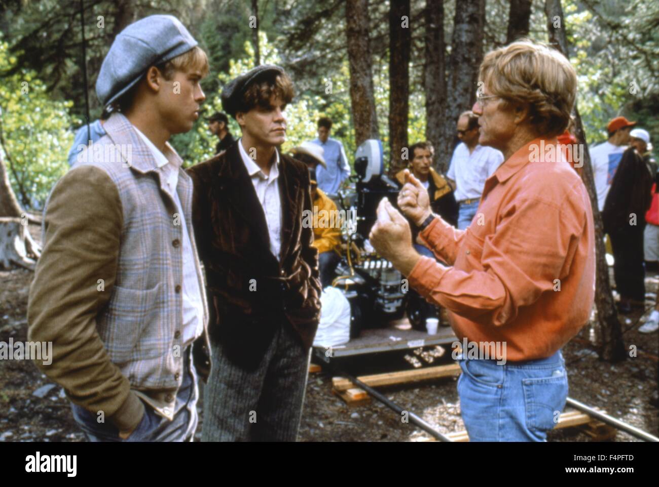 On the set, Robert Redford directs Brad Pitt and Craig Sheffer / A ...