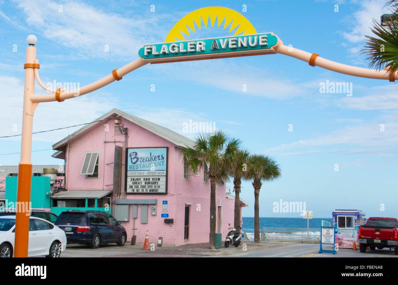 New Smyrna Beach Florida famous Flagler Avenue entrance to drive on