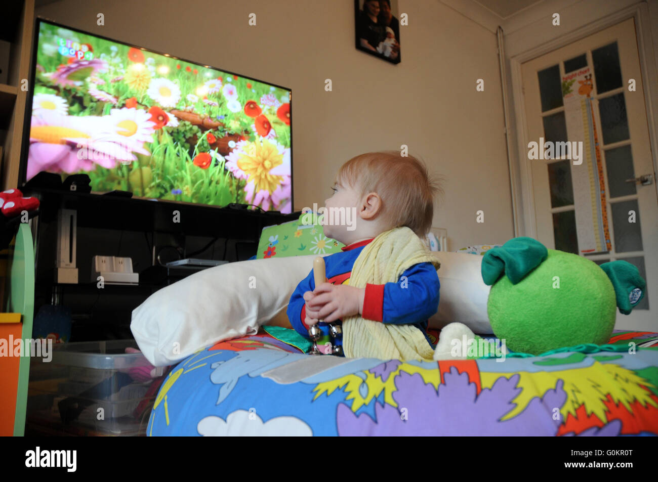 A Baby Watching A Television Stock Photo Alamy
