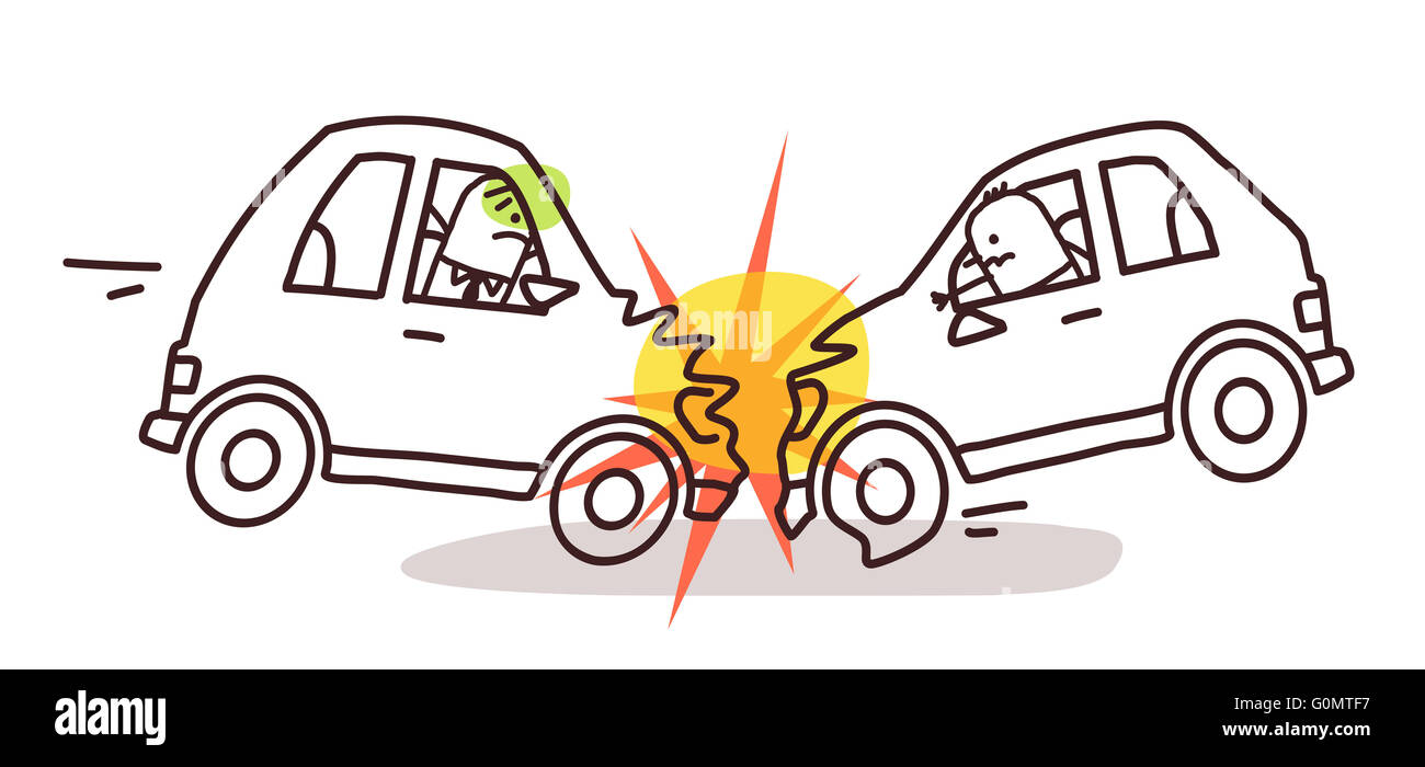 cartoon characters and car - car crash Stock Photo - Alamy