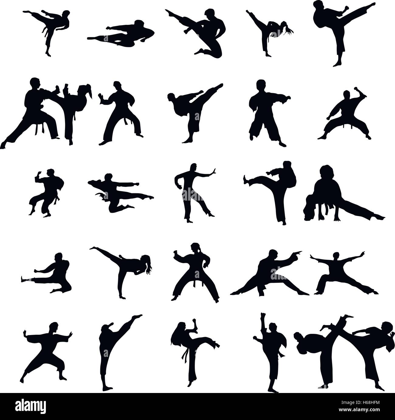 Karate silhouettes set Stock Vector Image & Art - Alamy