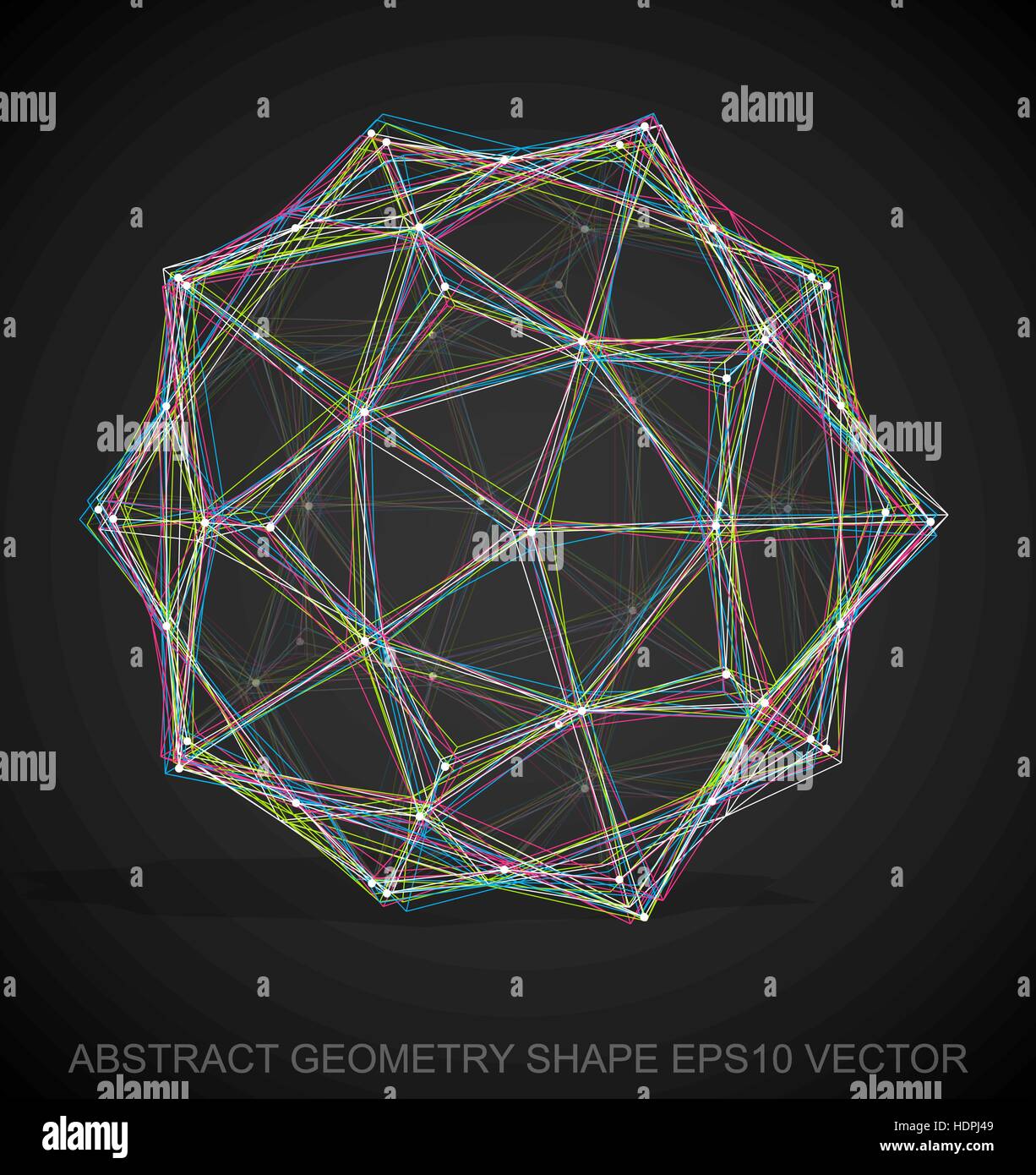 Abstract stereometry shape: Multicolor sketched Dodecahedron with ...