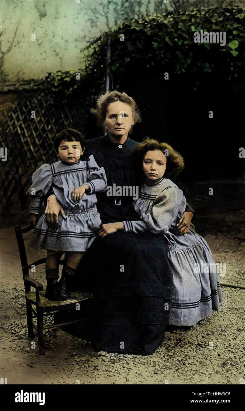 Marie Curie With Her Daughters Irene And Eve 1908 Mc Polish Born French Physicist And Pioneer