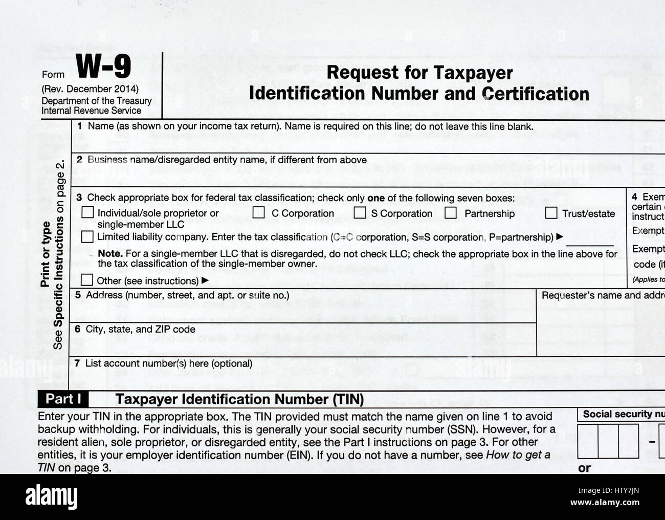 W9 USA federal tax form Stock Photo Alamy