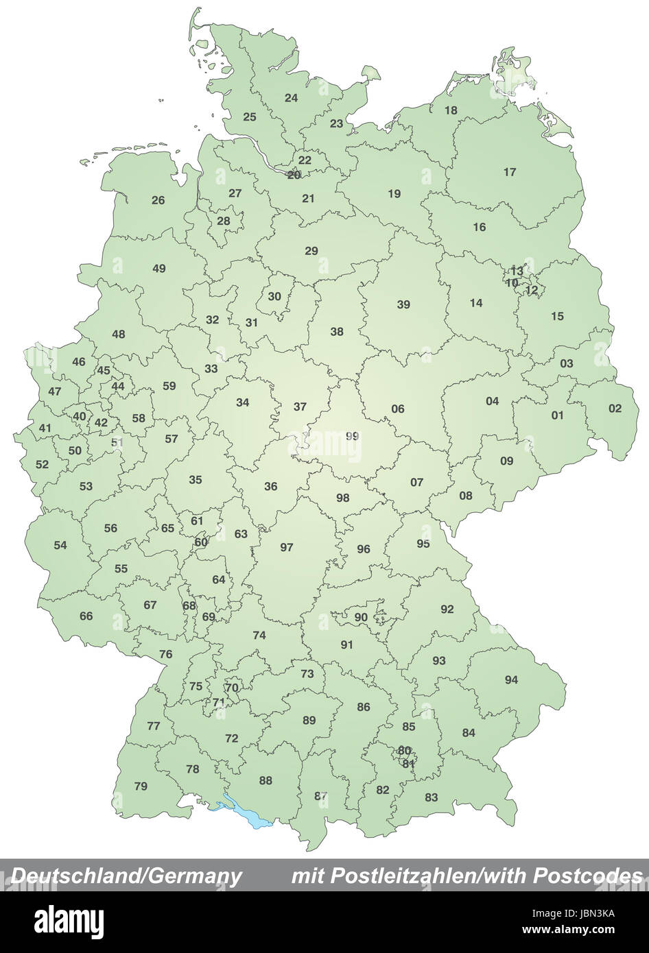 Karte von Deutschland mit Postleitzahlen in Grün Stock Photo - Alamy
