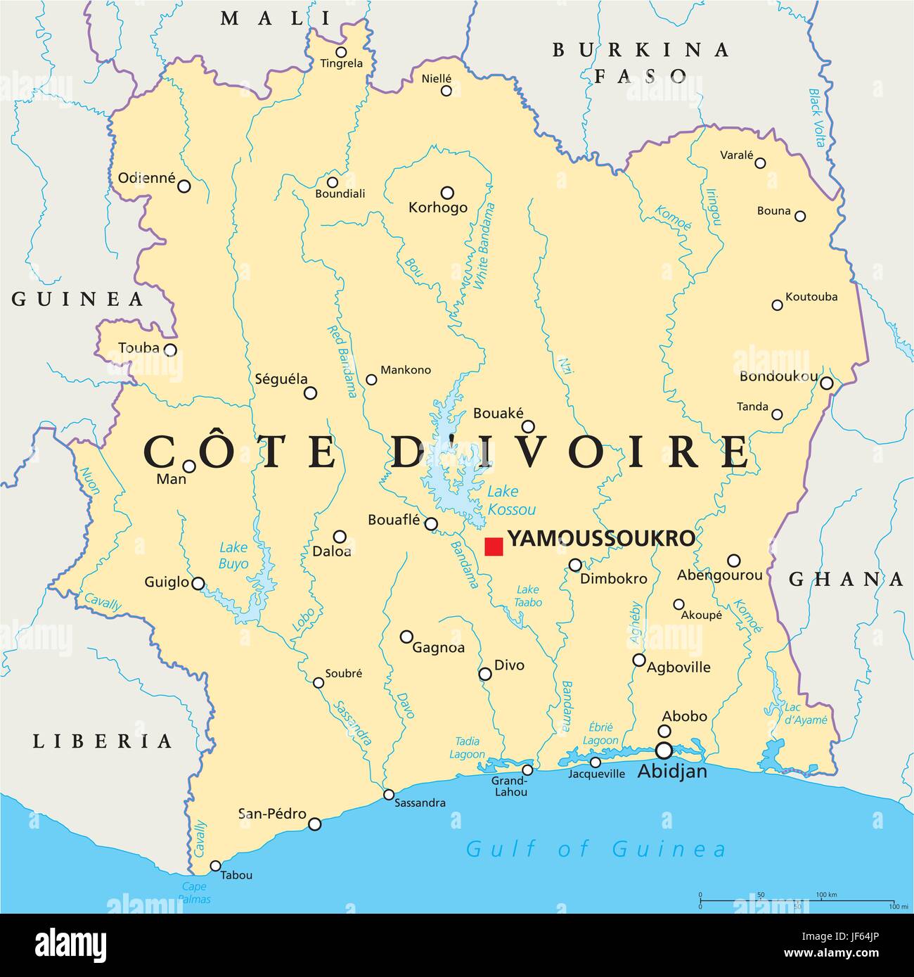 Ivory Coast Map Atlas Map Of The World Travel Africa Illustration JF64JP 