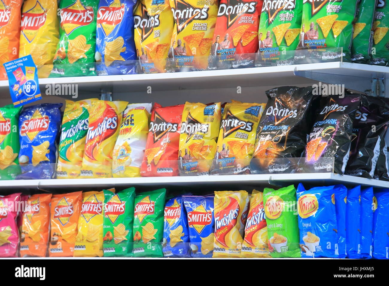 Snacks And Crisps Sold At A Convenience Store In Melbourne Australia