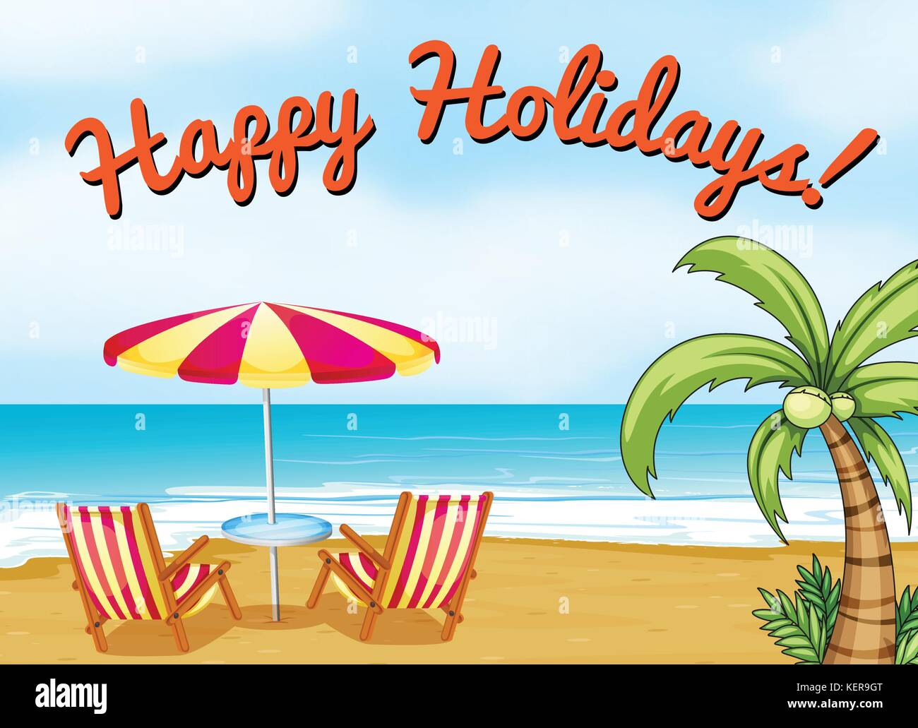 Happy Holidays Beach Scene With Text Stock Vector Image And Art Alamy