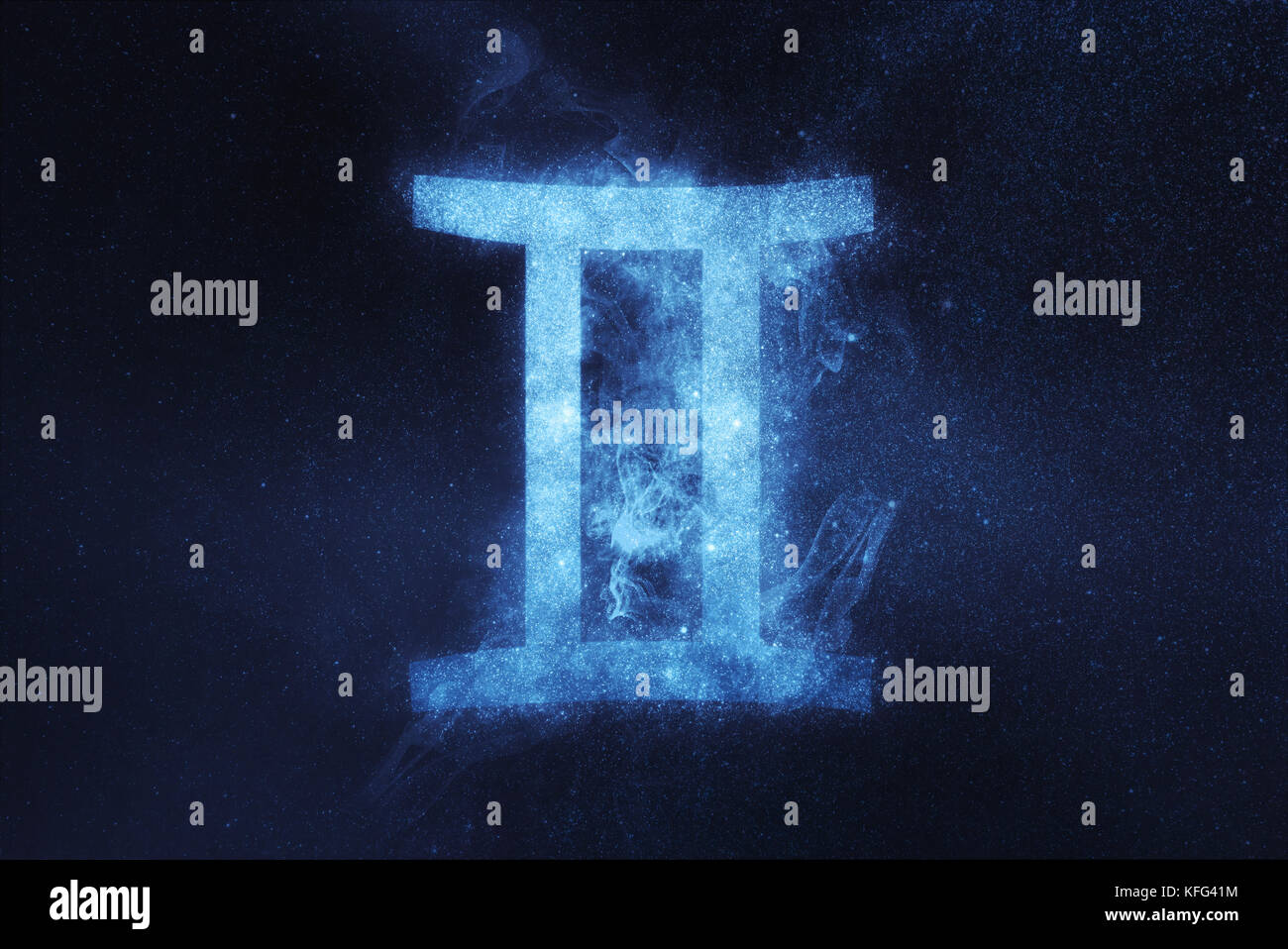 Gemini Zodiac Sign. Abstract night sky background Stock Photo - Alamy