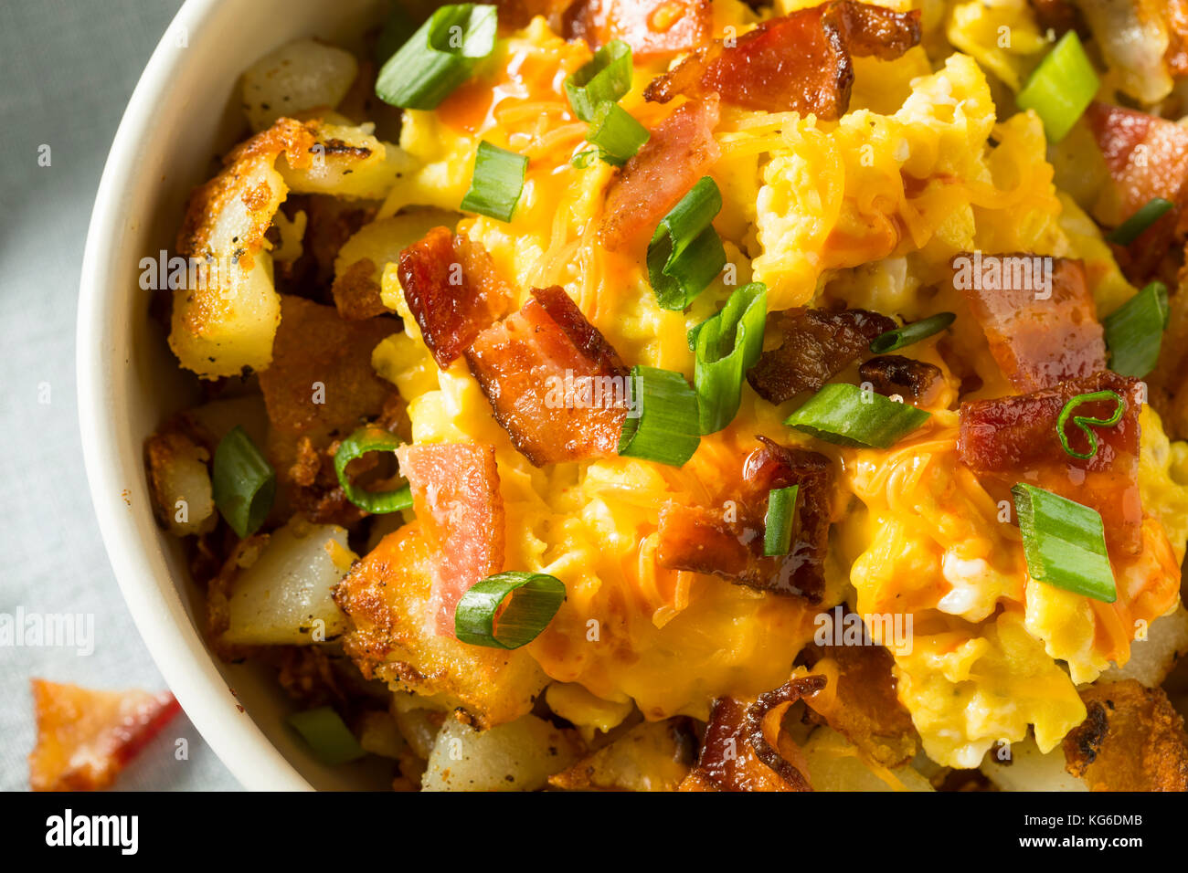 Homemade Egg and Potato Breakfast Bowl with Bacon Stock Photo - Alamy