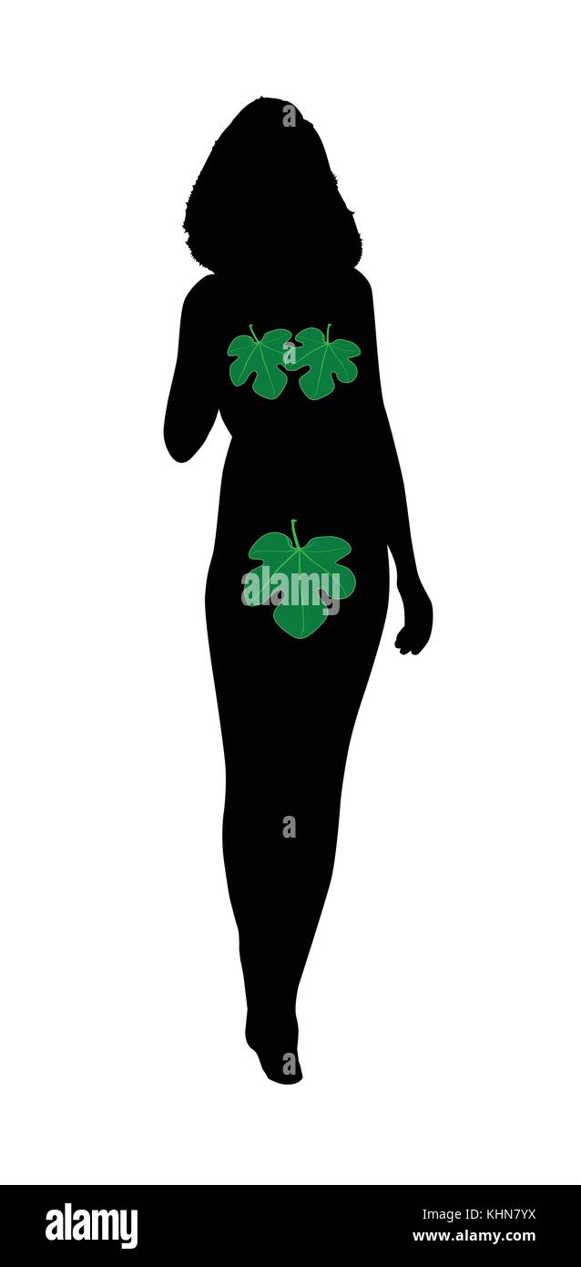 Silhouette Of A Girl Wearing Fig Leaf Clothing As With Adam And Eve