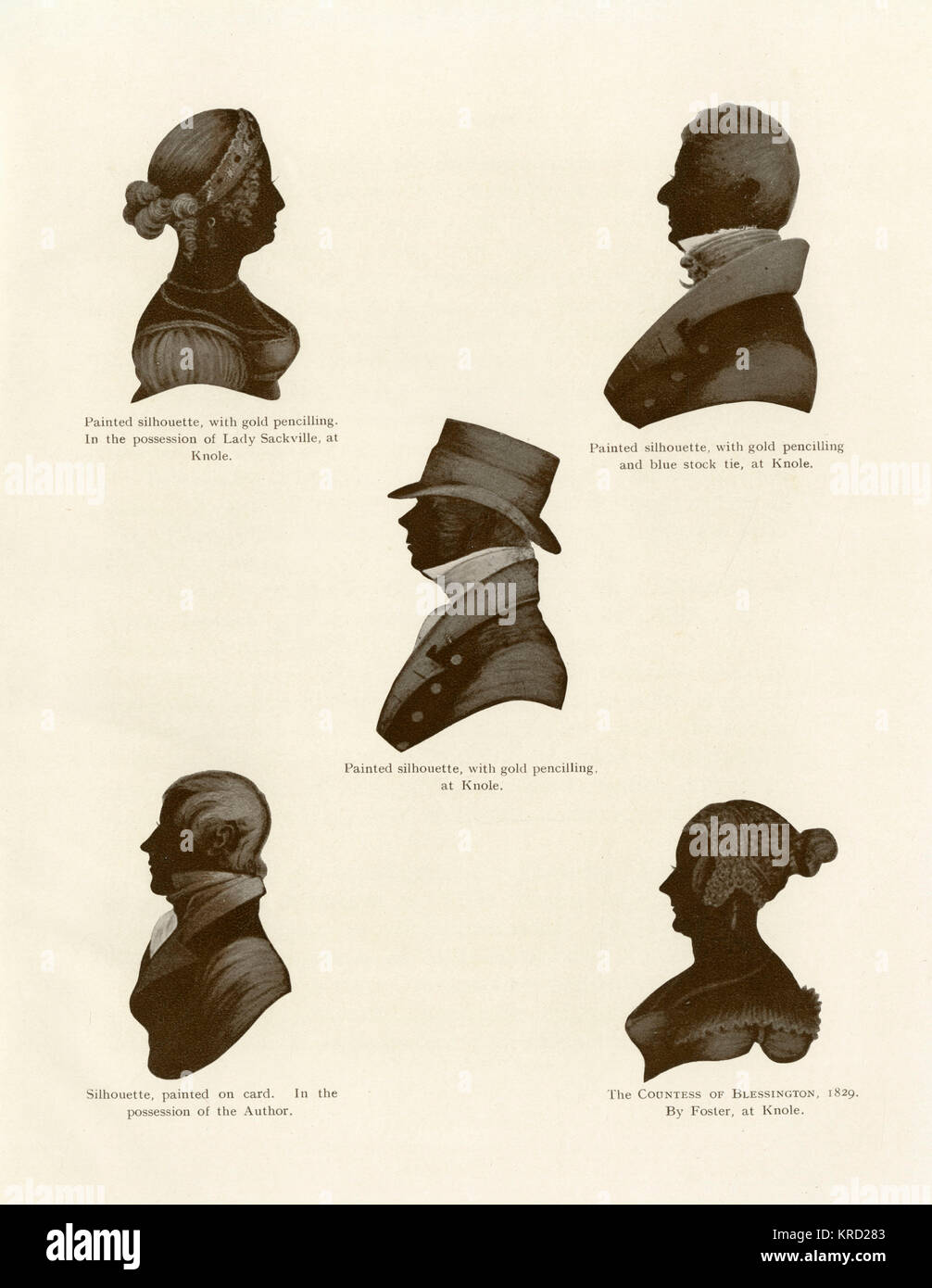 A group of silhouette portraits from the Regency period. Clockwise from ...