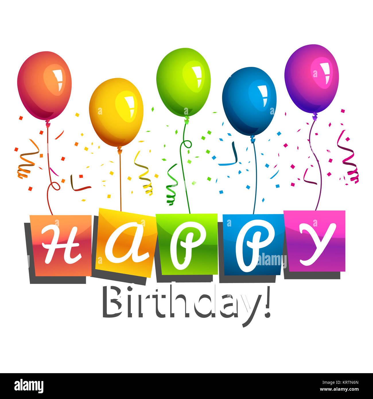 Colorful Happy Birthday Greeting Card Stock Photo - Alamy