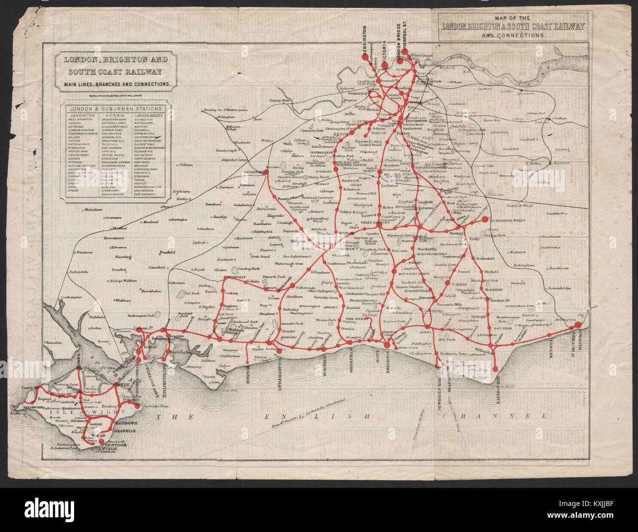 Map Of The London Brighton And South Coast Railway And Connections C1910