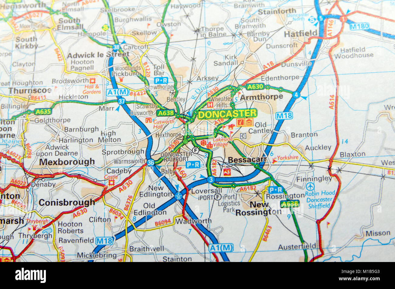 Road Map Of Doncaster England Stock Photo Alamy