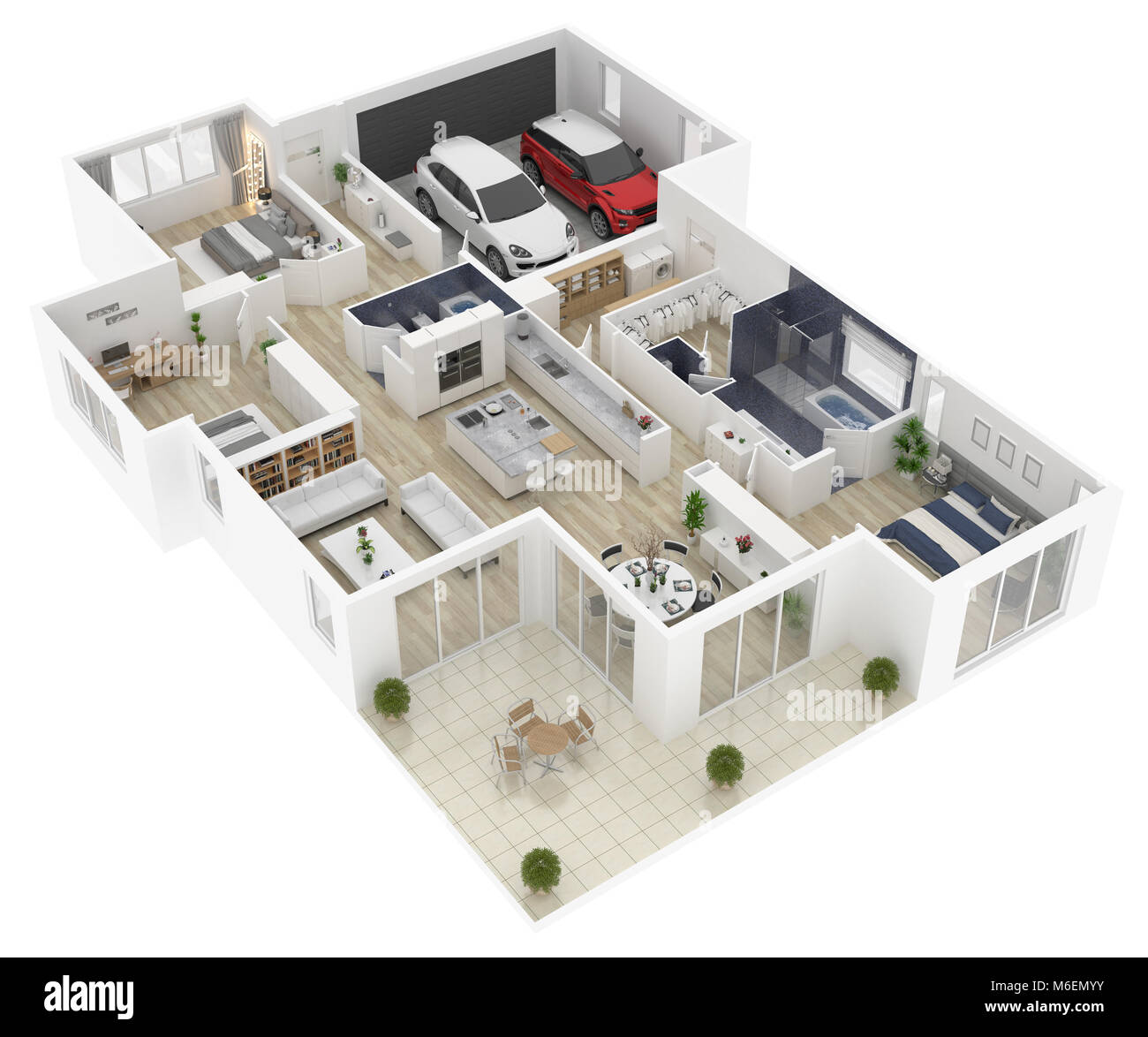 Floor Plan Of A House Top View 3d Illustration Open Concept Living