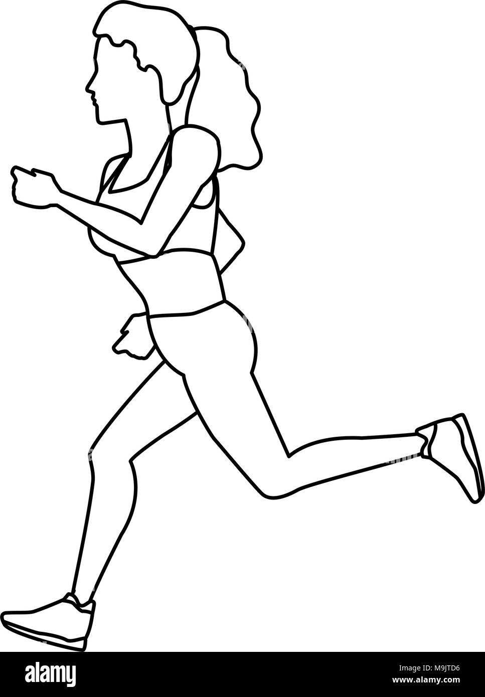 Fitness woman running cartoon vector illustration graphic design Stock ...