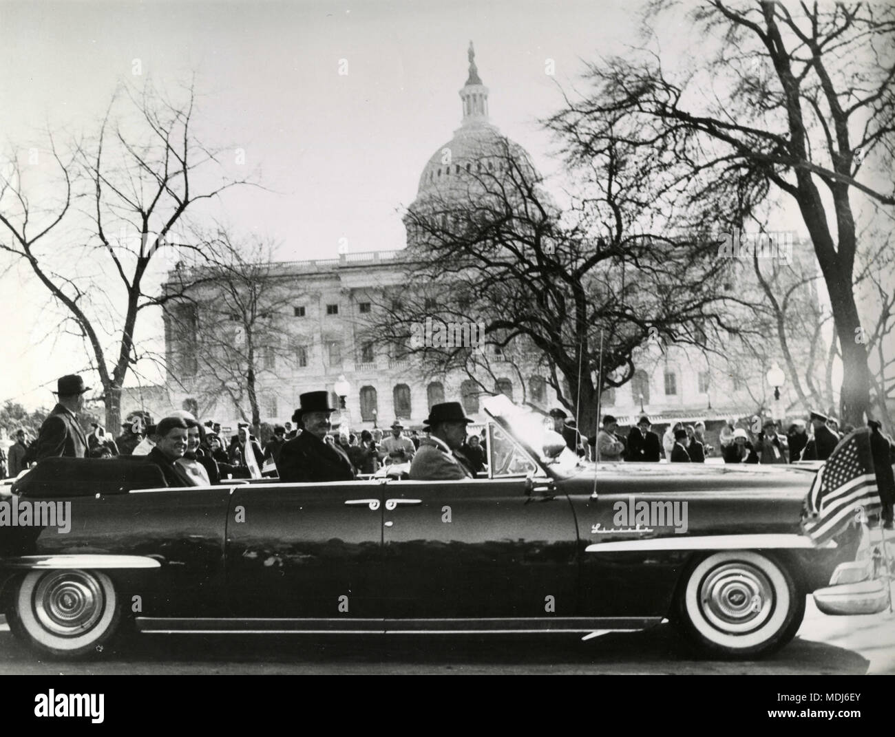 US President John F. Kennedy and wife Jacqueline leaving Capitol Hill ...