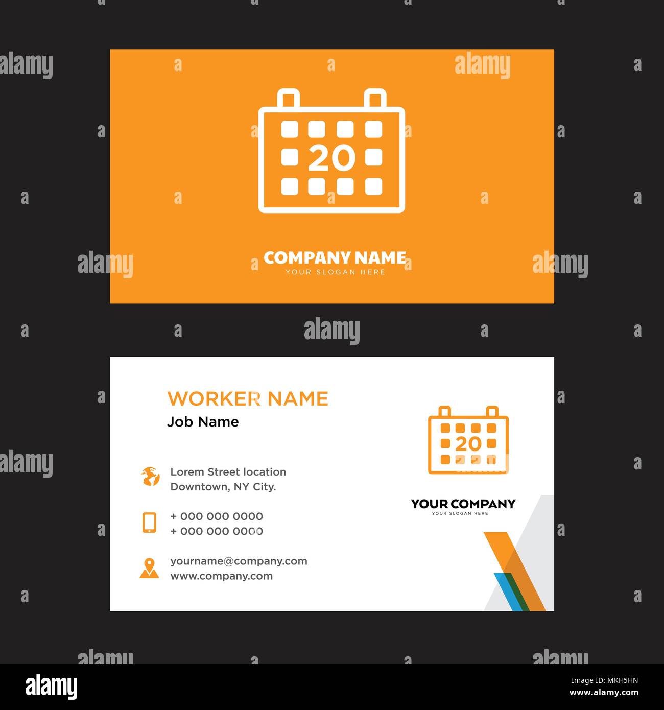 Calendar business card design template, Visiting for your company