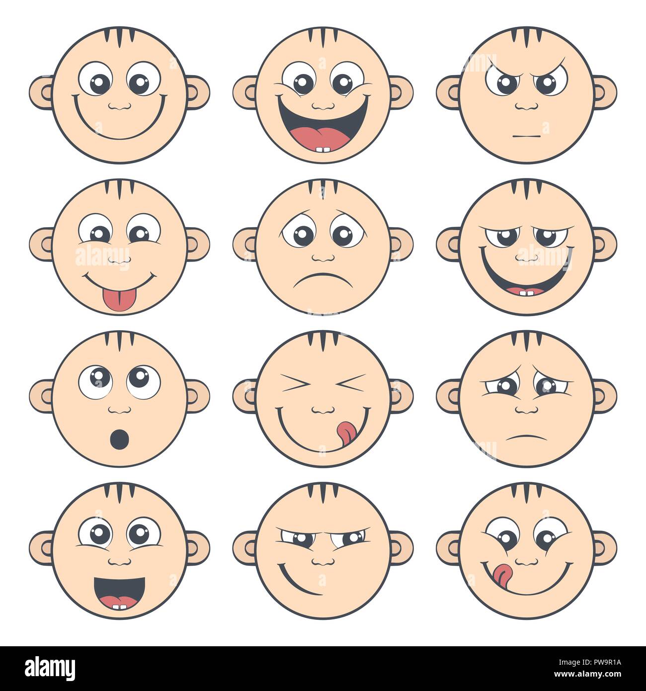Set of baby smiley. Cute cartoon kids emoticon Stock Vector Image & Art ...