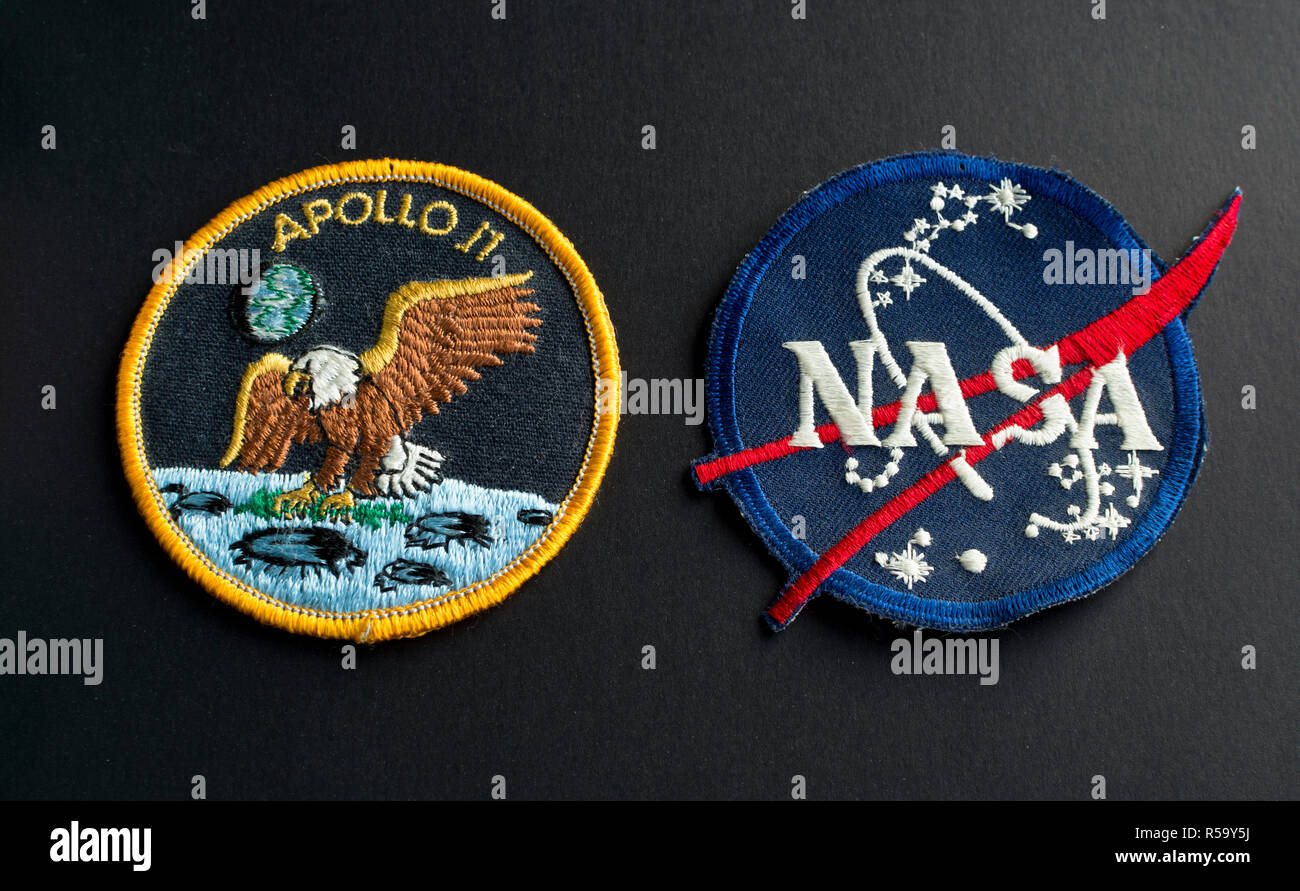 Apollo 11 mission patch and NASA badge Stock Photo - Alamy